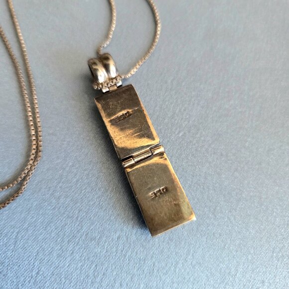 Vintage Peruvian (?) silver 950 pendant with inlayed blue Lapis Lazuli stones. - Picture 3 of 8